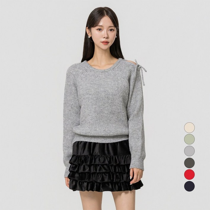 라라콩 여성용 리본 트임 루즈핏 니트