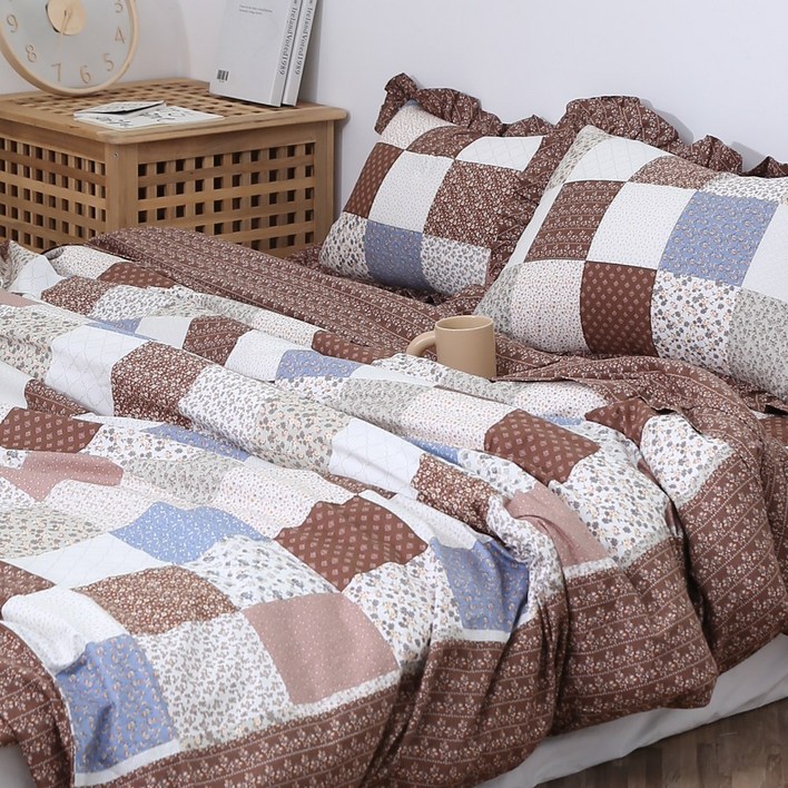 세라패치 30수 광목면100 이불커버, 홑이불 싱글더블퀸, c 브라운