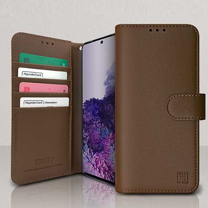 헌트 다이어리 사피아노 가죽 케이스 / 마그네틱 잠금 카드 수납 지갑 국산 효도 폰