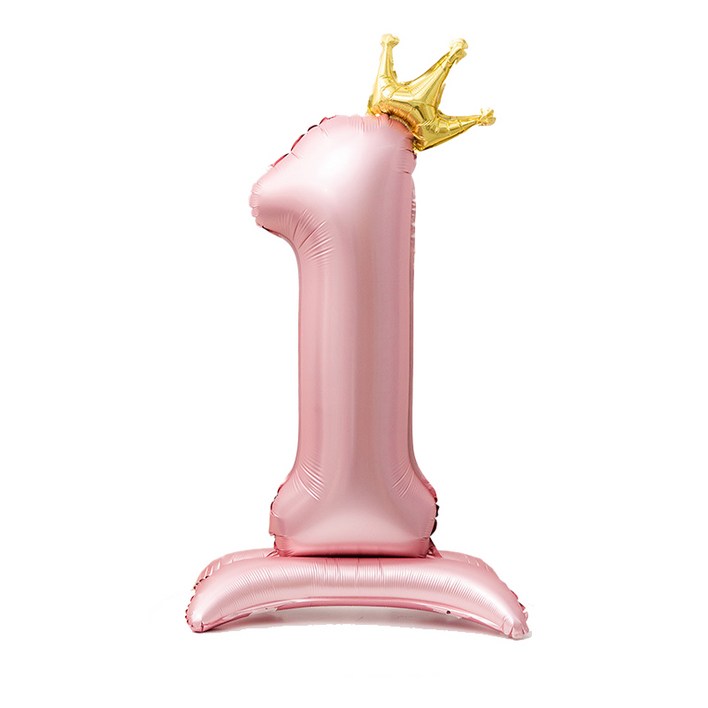 올리브파티 스탠딩 왕관 은박 숫자 생일 풍선 핑크