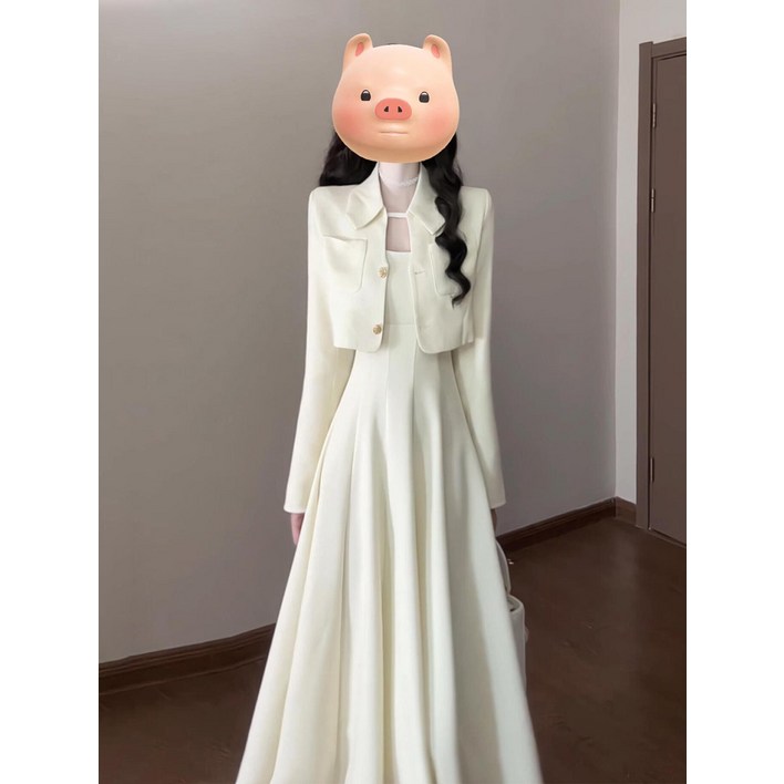 [시크한 매력] 하객룩 롱원피스 트위드 뷔스티에 자켓 세트