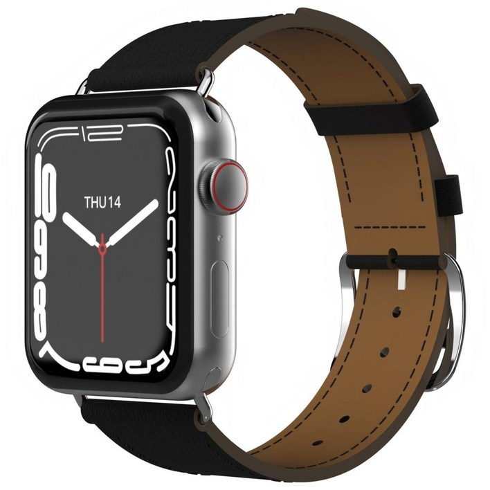 아이메이드잇 애플워치 호환 모던 가죽밴드 스트랩, 블랙