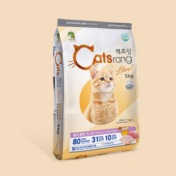 캐츠랑 전연령 리브레 고양이 사료, 닭참치, 5kg, 1개 캐츠랑 전연령 리브레 고양이 사료, 닭참치, 5kg, 1개