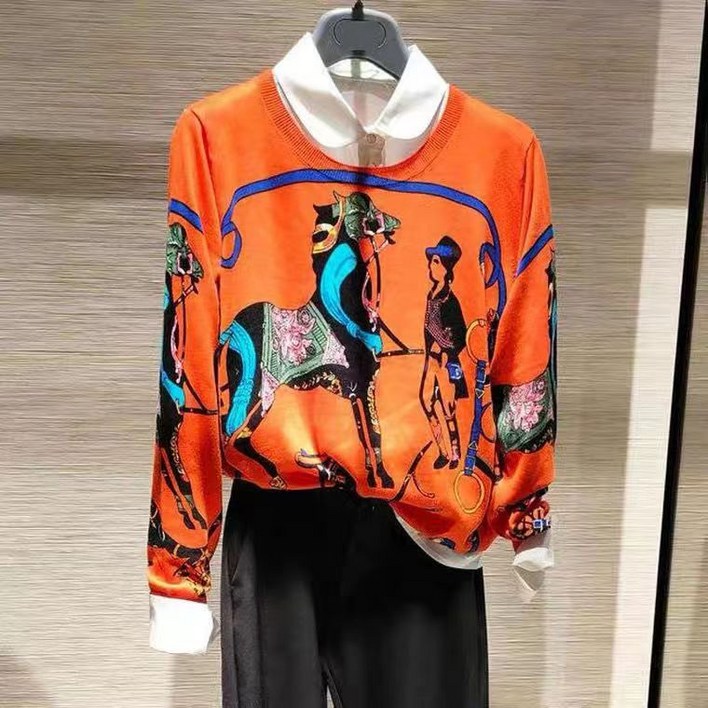 그루밍 (grooming)여성 가을 봄 고퀼 라운드 텐셀 니트 스웨터 긴팔 티셔츠