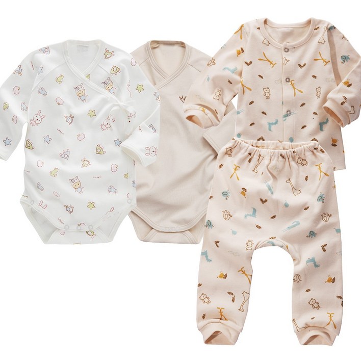 오가닉 배냇저고리 배냇슈트 3장 3종 구성 벌크 유아내의 네츄라오가닉