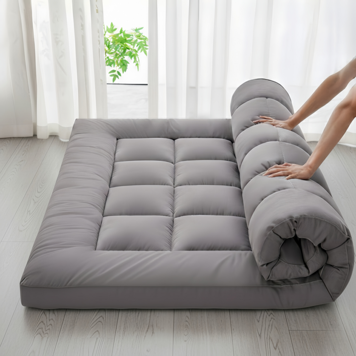 퓨어몰링 푹신한 사계절 침대 바닥 토퍼 매트리스 매트 10cm, 그레이