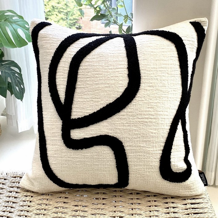 리빙플래너 드로잉 쿠션 북유럽 거실 쇼파 침대 쿠션 디자인 쿠션커버 쿠션솜포함