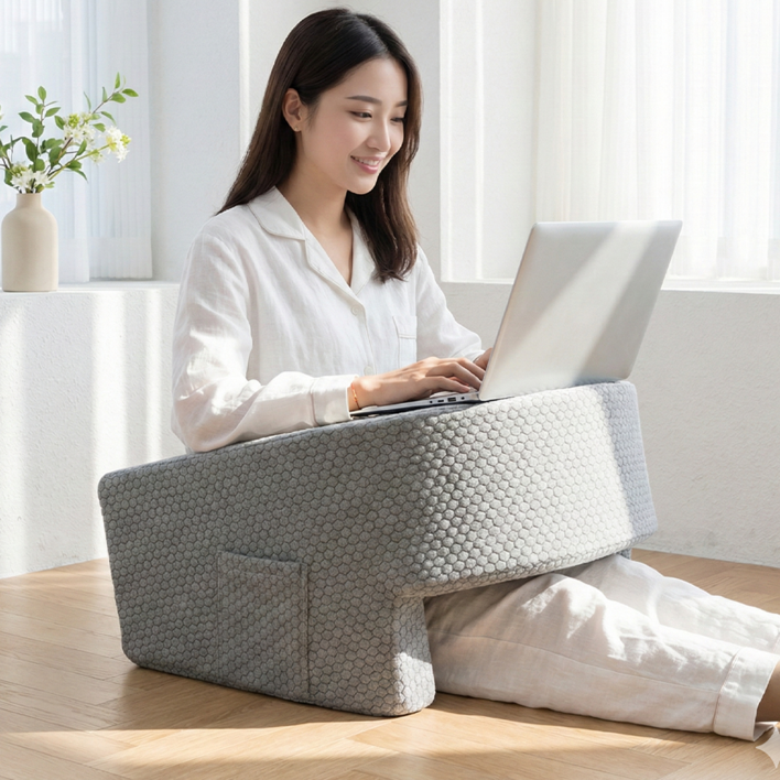 텍스스테드 고밀도 폼 독서 쿠션 침대테이블 게이밍쿠션 뜨개질쿠션, 그레이