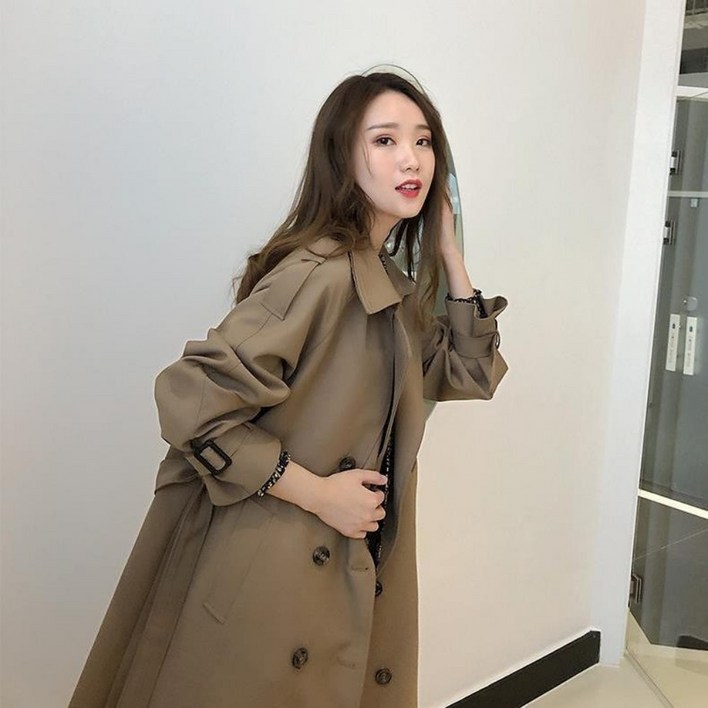 키 작은 트렌치코트 가을 스타일링 하프코트 여 무릎기분 여신 잉글리시룩
