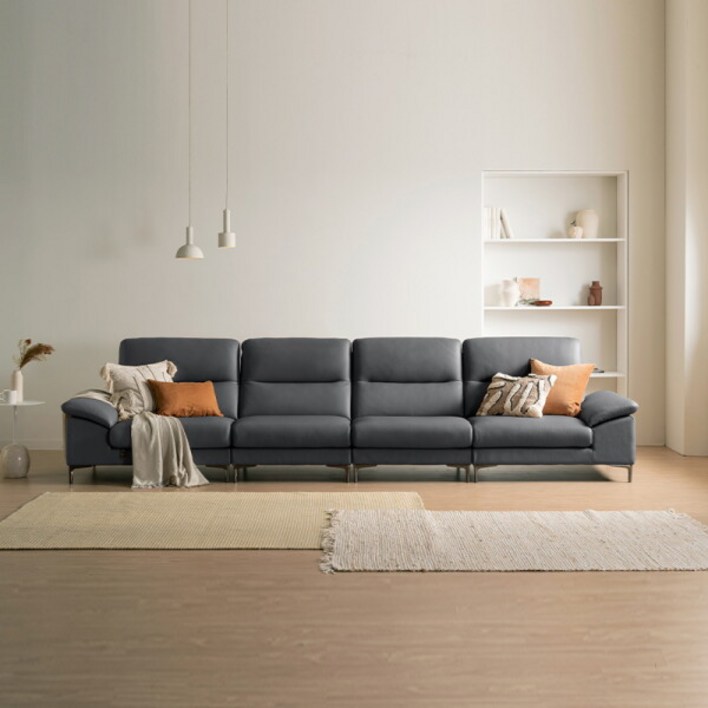 [다우닝] 아지오 6인 전체 천연 면피가죽 소파