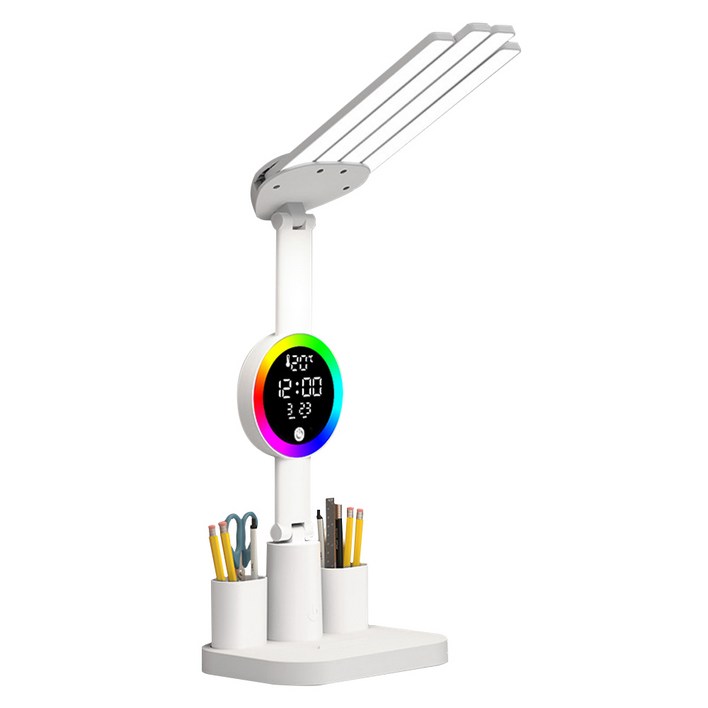 VANKIN LED 스탠드 조명 4헤드 접이식 LED 램프 시간 표시 기능 led독서등 청색광 차단