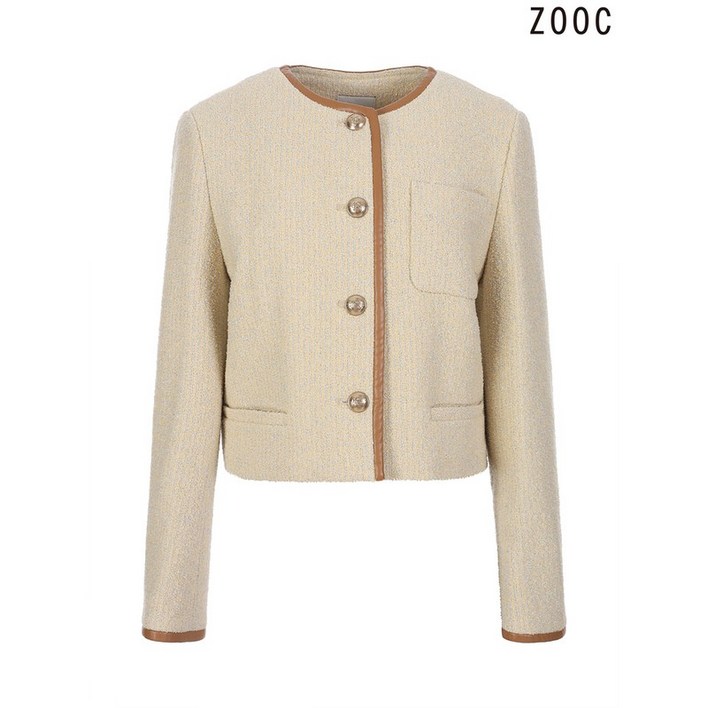 주크    라운드배색 트위드자켓  Z231MSF007 YE