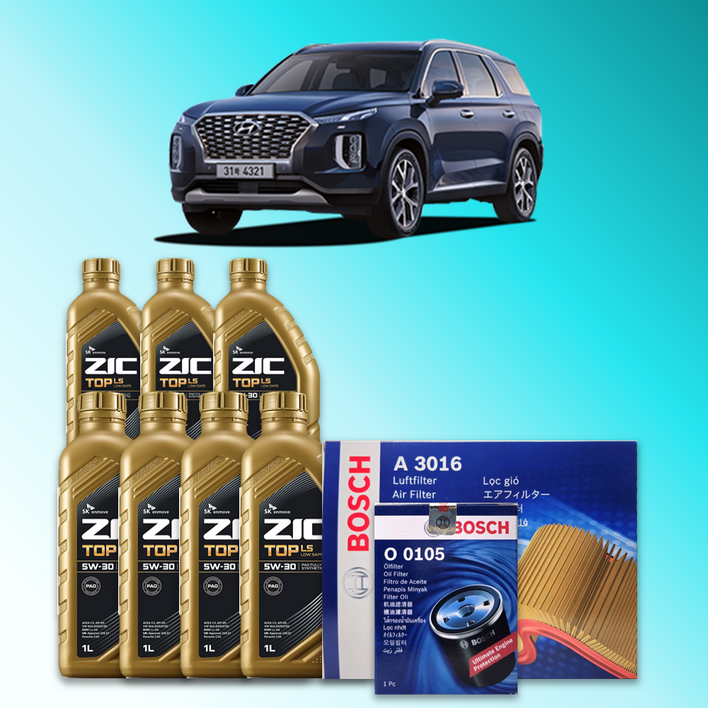 팰리세이드 LX2 3.8 가솔린 엔진오일세트 SK 지크 탑 LS 5W30 ZIC TOP LS