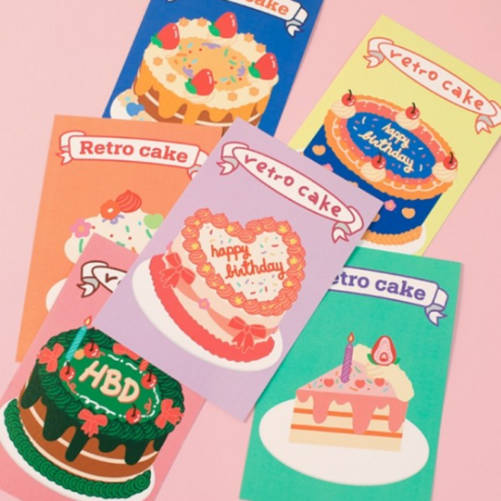 퍼너블 감성 생일 축하 일러스트 엽서 카드