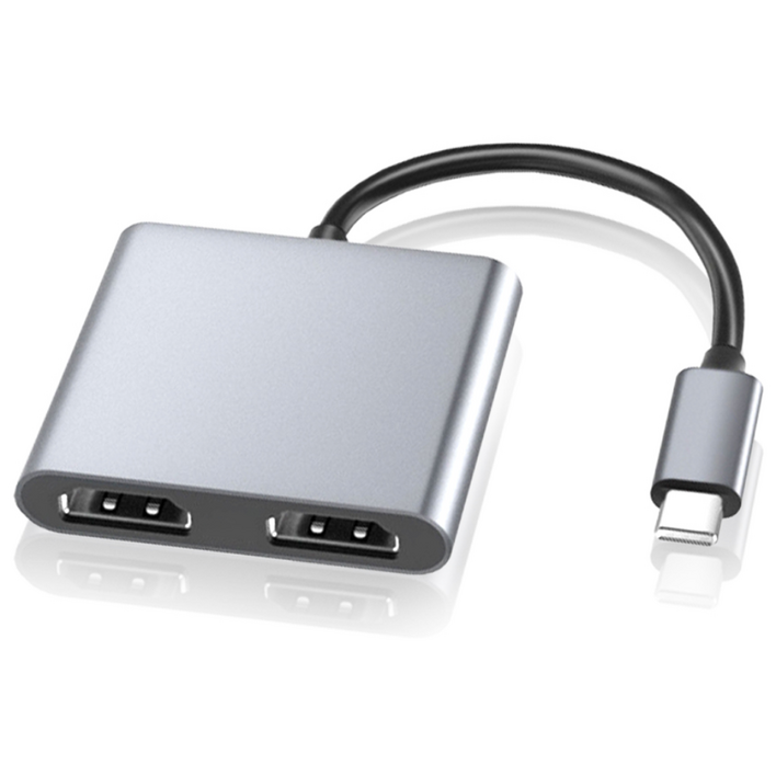 C타입 허브 HDMI 듀얼 모니터 젠더 분배기 컨버터 HDCP 넷플릭스 미러링 케이블 기능, 그레이, 1개, 185mm