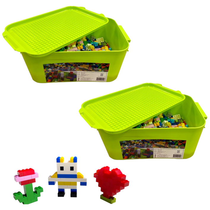 레고 호환 블럭 1000피스  정리함 2세트, 혼합색상, 2개