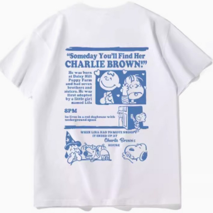 스누피 여성 반소매 루즈핏 만화프린팅 맨투맨 티셔츠