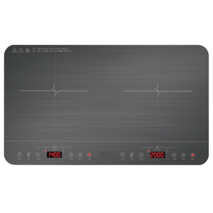재리마켓 3500W 고출력 2구 인덕션 블랙 10단 조절 터치식 전기레인지, 프리스탠딩, 10단 대형 2구 인덕션