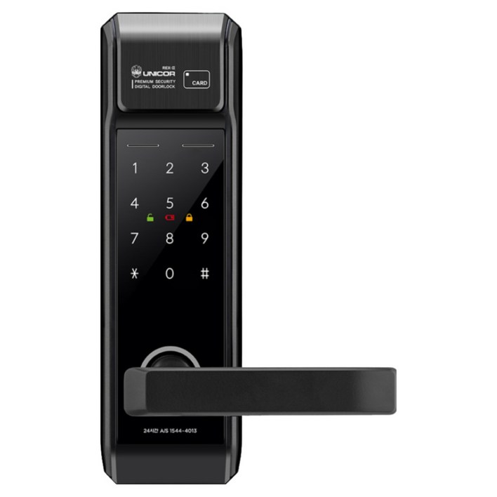 무료설치 유니코 렉스2 무타공 도어록 카드키4개번호키 즉시잠김 잠김속도조절기능 이중인증설정가능 내외부강제잠금 마스터번호카드기능 에티켓 허수기능 현관문 디지털도어락, REX2, 방문설치