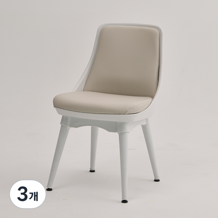 피치트렌디 친환경 실리콘 비보 식탁 의자 인테리어 테이블 디자인 원목 다이닝 체어, 3개, 베이지 PP