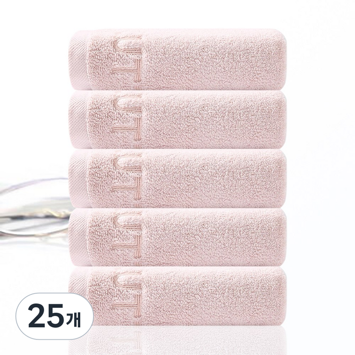 융풍 수건 호텔수건 60수 고급수건 절묘한 편지 자수 타올, 파스텔 핑크, 25개