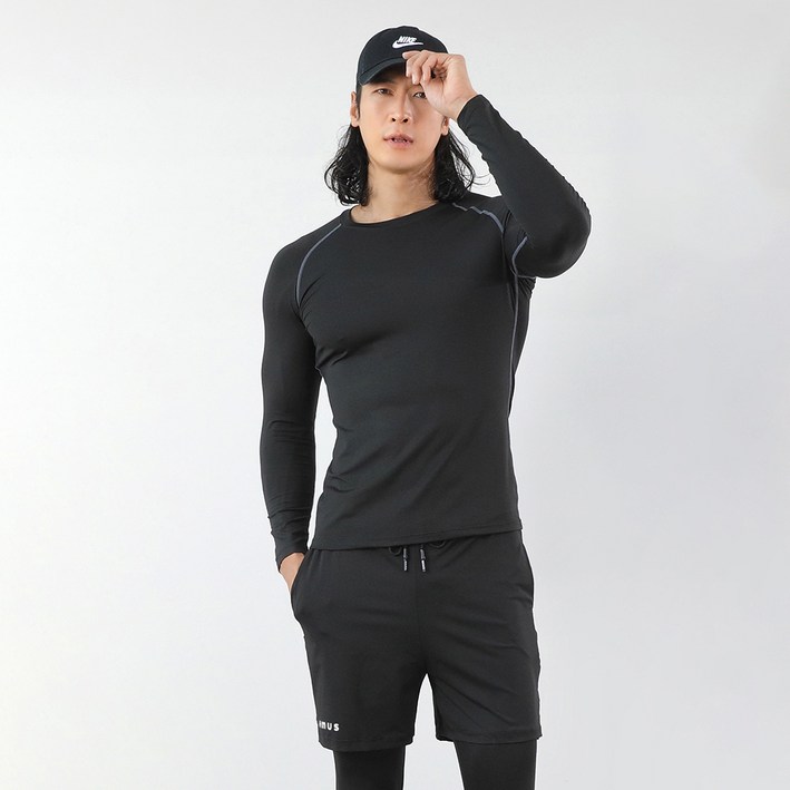 에이치머스 머슬핏 롱슬리브 상의 + 투인원 쇼츠 레깅스 세트