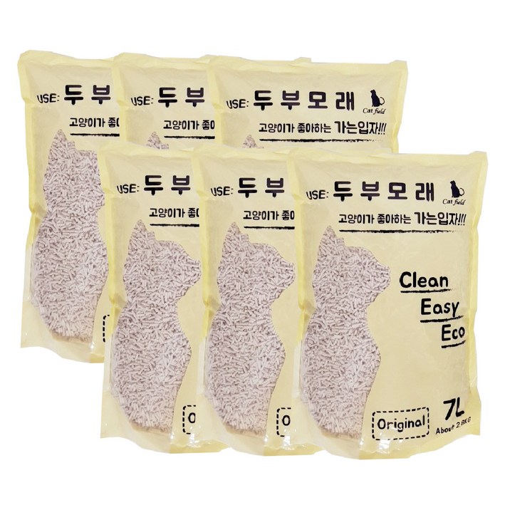 캣필드 고양이 가는입자 두부모래, 7L, 6개, 오리지널