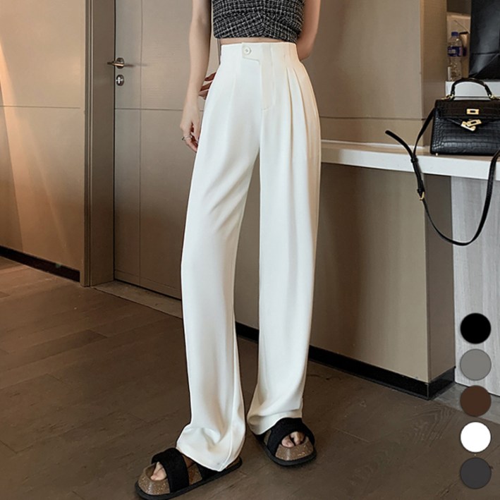 페이퍼먼츠 여성용 클립 단추 허리 밴딩 롱 정장 슬랙스 03861 페이퍼먼츠 여성용 클립 단추 허리 밴딩 롱 정장 슬랙스 03861