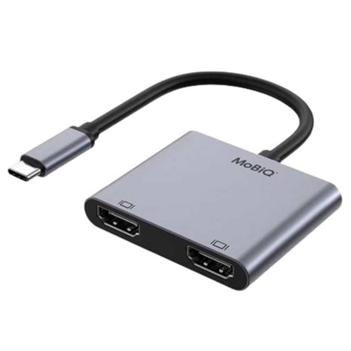 모비큐 2포트 C타입 4K HDMI 듀얼 모니터 멀티 USB 허브 EM-2HP, 혼합색상