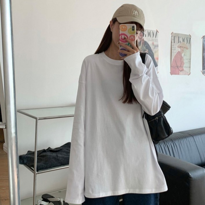 PARADAISO 여성용 루즈핏 데일리 긴팔 레이어드 티셔츠 2p