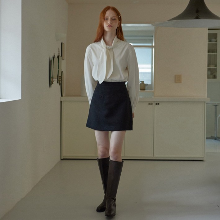 엽페 라운드 트위드 스커트