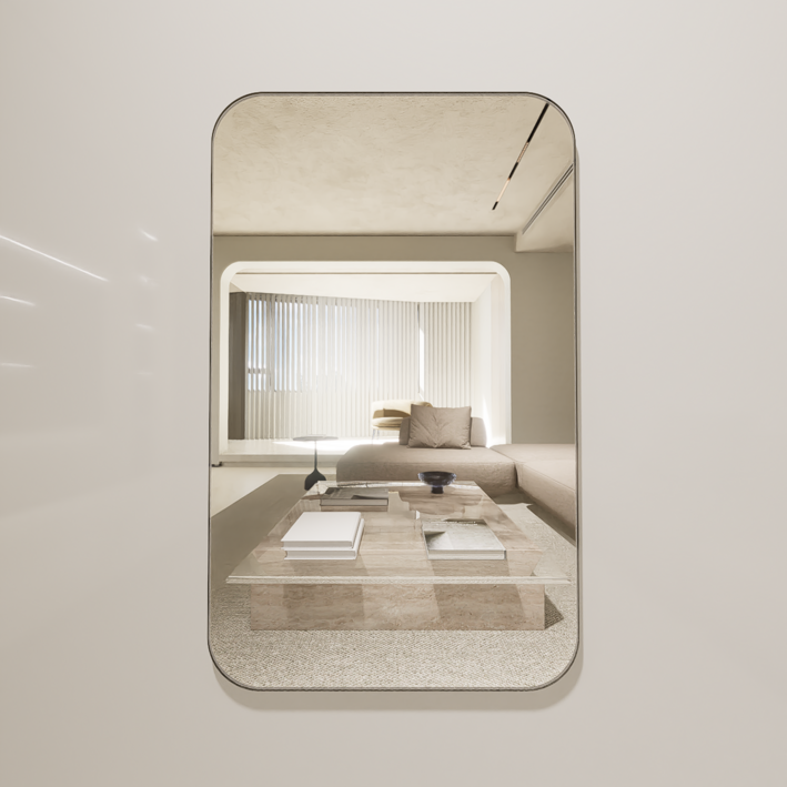 마드 부착식 일반 심플 아크릴거울 긴사각형 XL