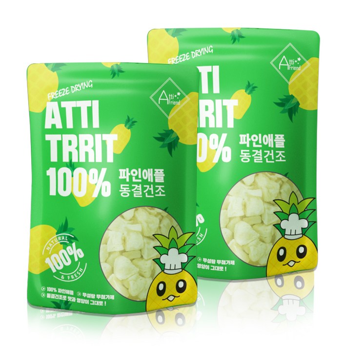 아띠지기 강아지 동결건조간식 40g, 파인애플, 2개 아띠지기 강아지 동결건조간식 40g, 파인애플, 2개
