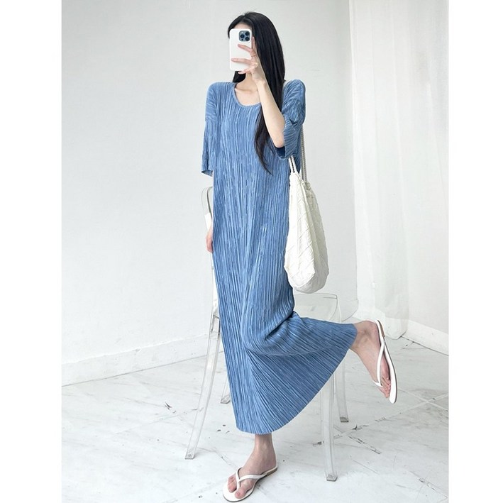 굿띵즈 빅사이즈 넘버원 플리츠 주름 롱 원피스