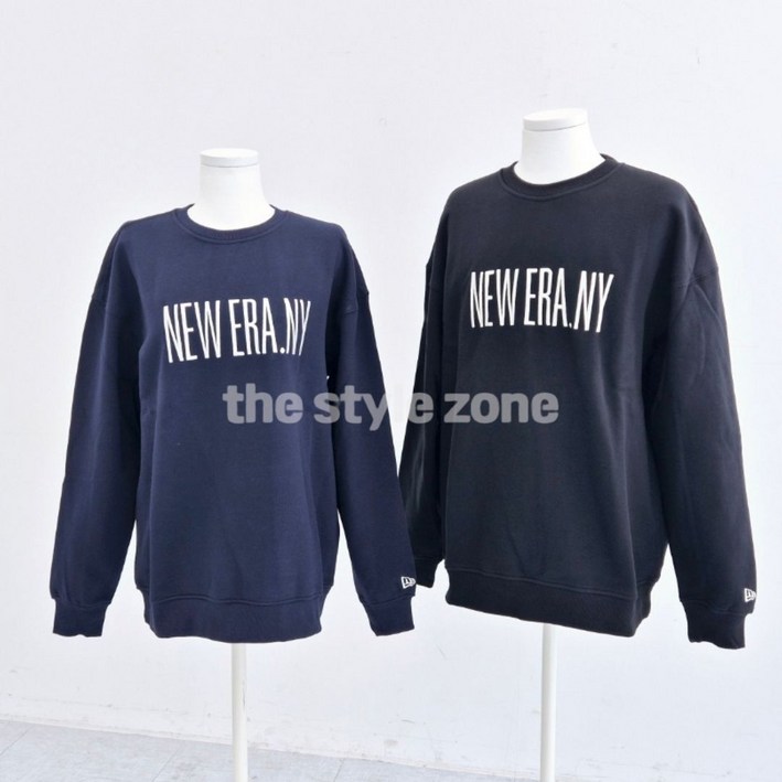 [정품] 뉴에라 남녀공용 기모 라운드 긴팔 맨투맨 티셔츠