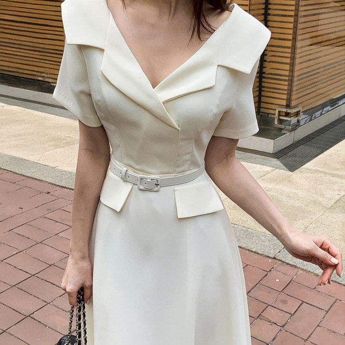 떳다그녀 모디안 벨트세트 플레어 롱 원피스