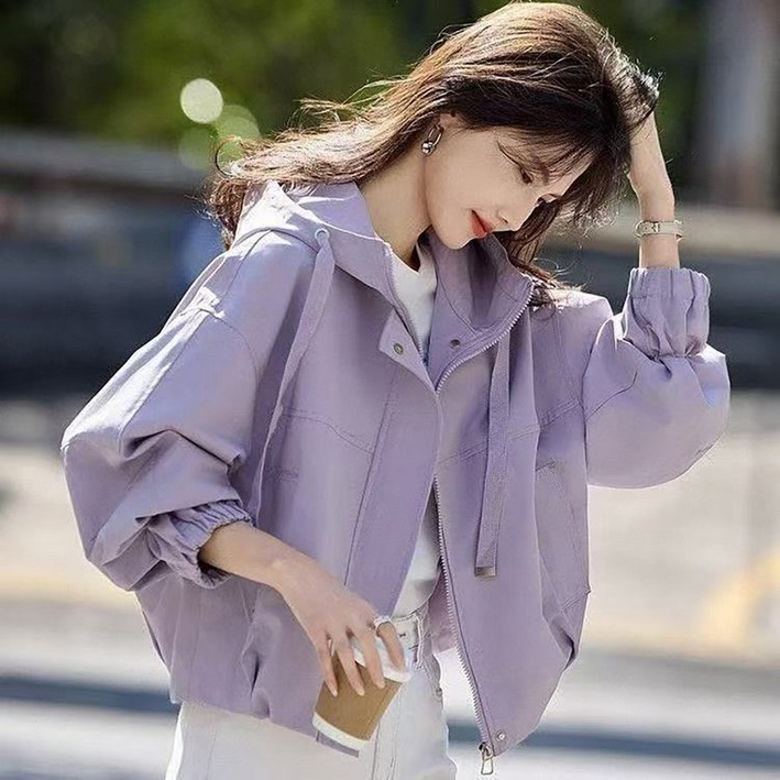 지고다그 여성 루즈핏 후드 숏자켓 캐주얼 점퍼 봄가을 아우터 날씬해보이는 스타일 HH1873