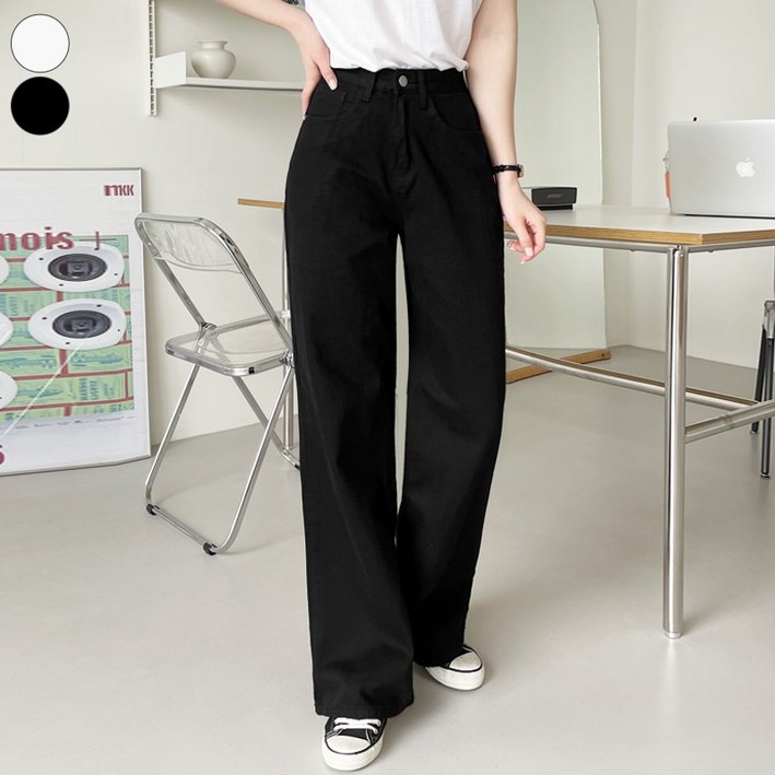 가비진 여성용 롱숏기장 선택 A라인 베이직 코튼 일자 와이드 팬츠 바지 키큰녀키작녀 면바지