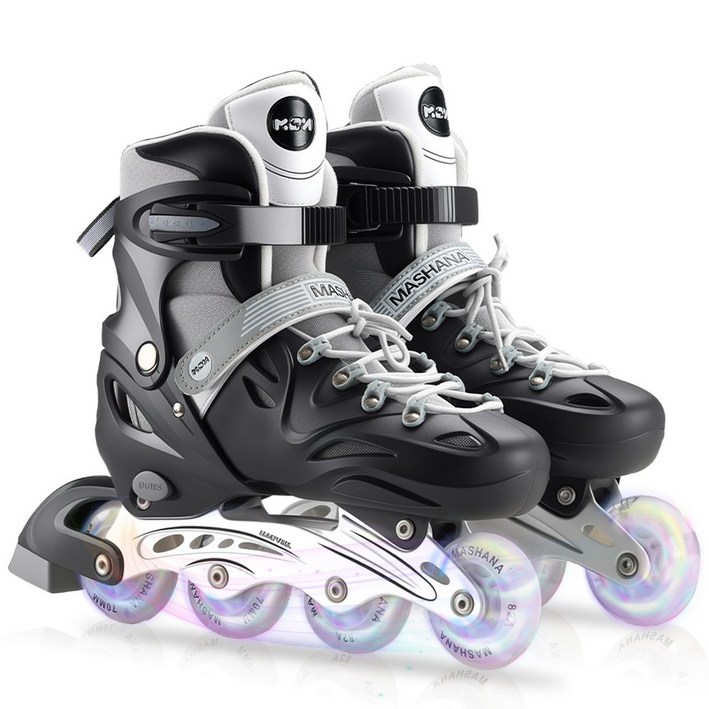 조정 가능한 인라인 스케이트 블랙 세트 헬멧 보호대 가방 성인, 1개, 블랙