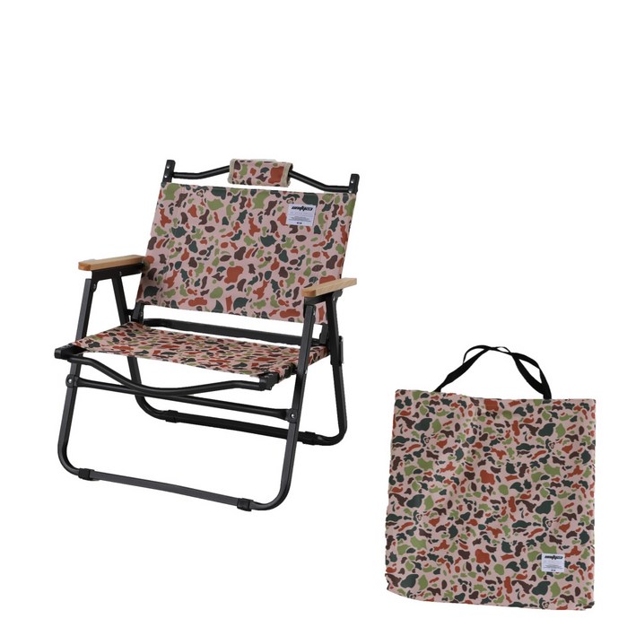 베크캠핑 베크 로우체어 스틸 일반형 카모 가방포함 캠핑의자, 1개, 카모