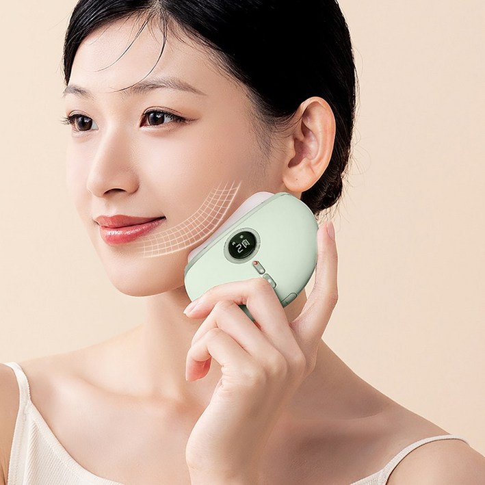 Tech Love 정품 천연옥 괄사 갈바닉 마사지기 온열 LED 얼굴 리프팅 아이돌 슬림핏 뷰티디바이스