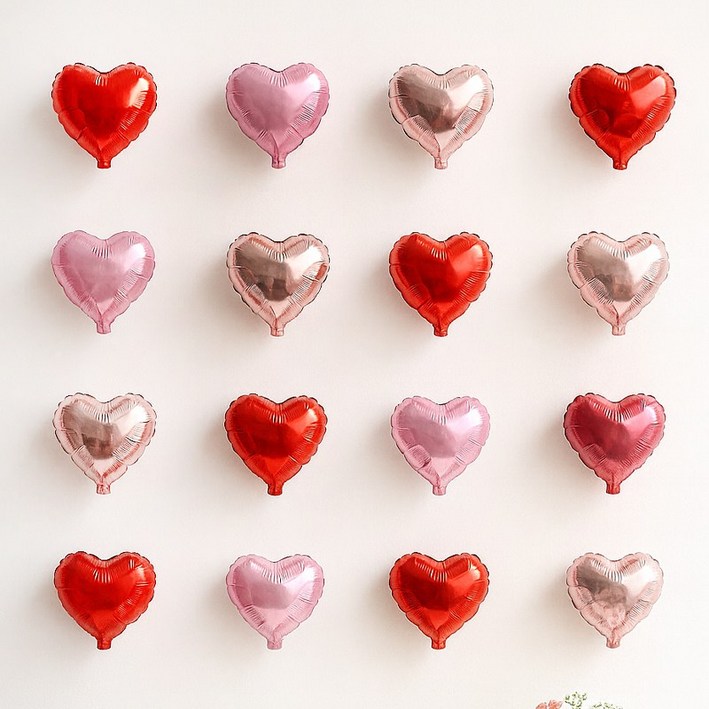 해피제이니 미니하트 20개 파티 이벤트 생일 은박 호일풍선 파티풍선 세트, 1세트, 레드 미니하트 하트풍선만