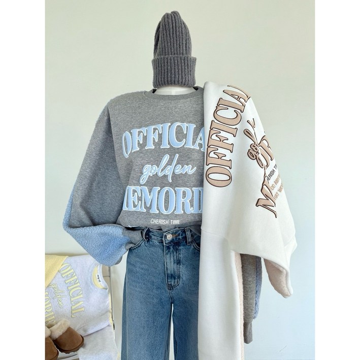 골든 뽀글이배색 입체나염 기모맨투맨 유니크맨투맨 여성맨투맨