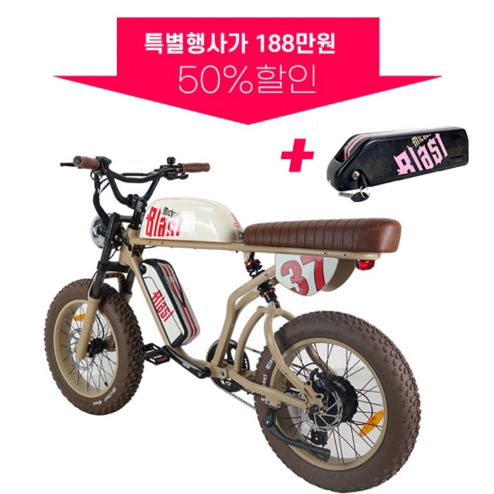 마이클블라스트 E30 전기자전거 자토바이 팻바이크 고출력 500W 48V 15Ah15Ah, 샌드브라운, 알루미늄