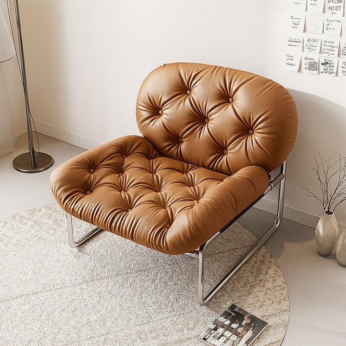 왕실가구 가죽소파 안락의자 거실소파 감성가구, 브라운