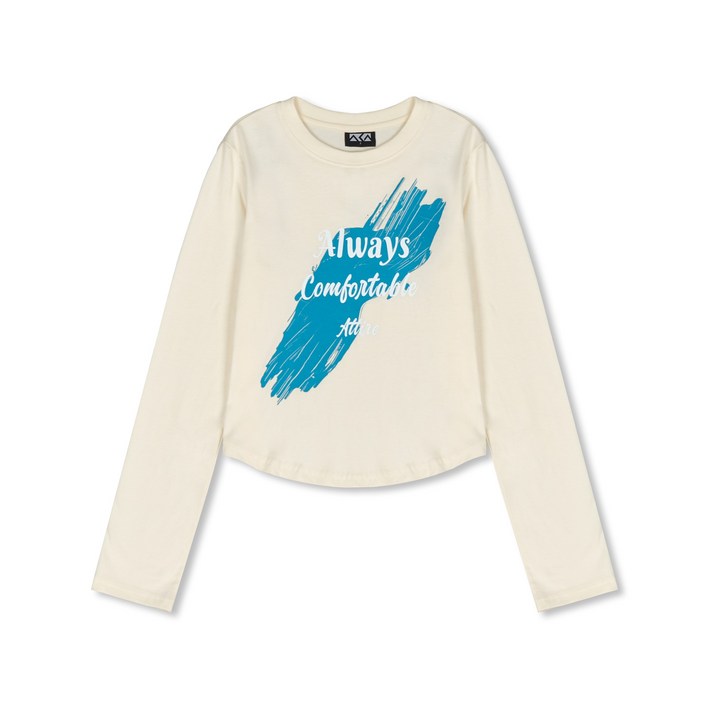 ACA 20수 면100% 라운드 크롭 롱슬리브 티