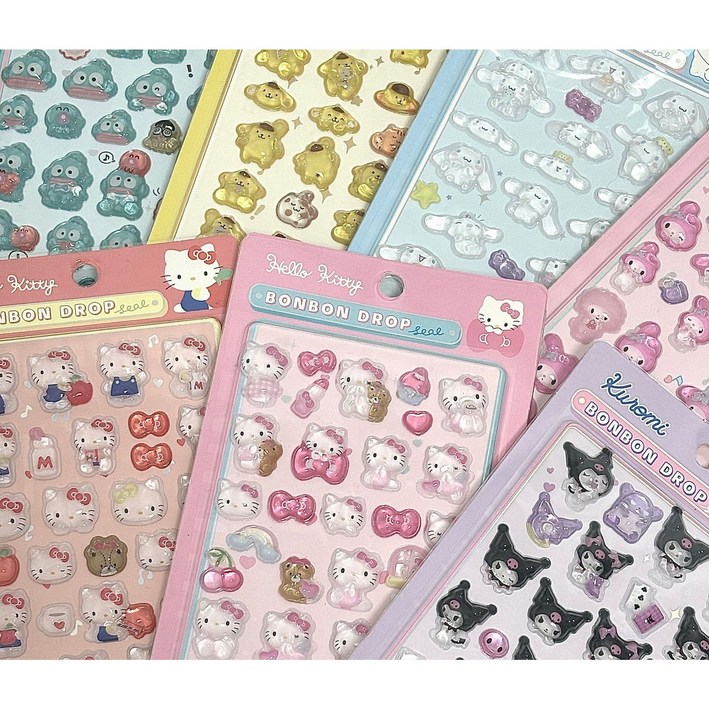 고고다 산리오 3D 입체 스티커 7종 세트 헬로키티/마이멜로디/시나모롤/쿠로미/한교동, 7장, 산리오 입체스티커 세트