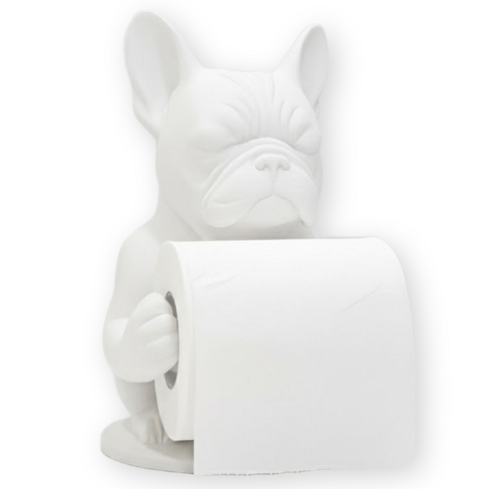 팹큐브 명상하는 불독 휴지걸이 욕실 인테리어 데코 소품, 1개, 퓨어 화이트