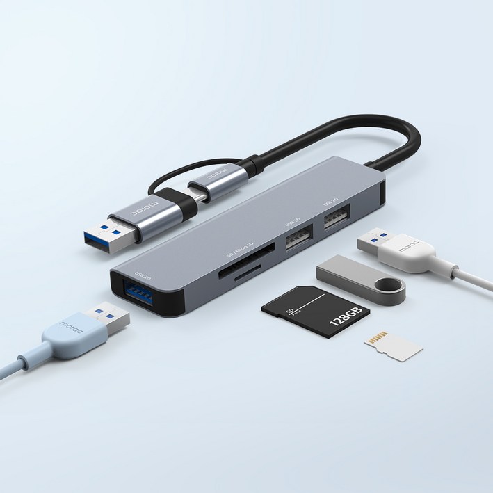 morac 프로토 5포트 USB 젠더 C타입 멀티 허브 MR-HUB5, 단품, 5개