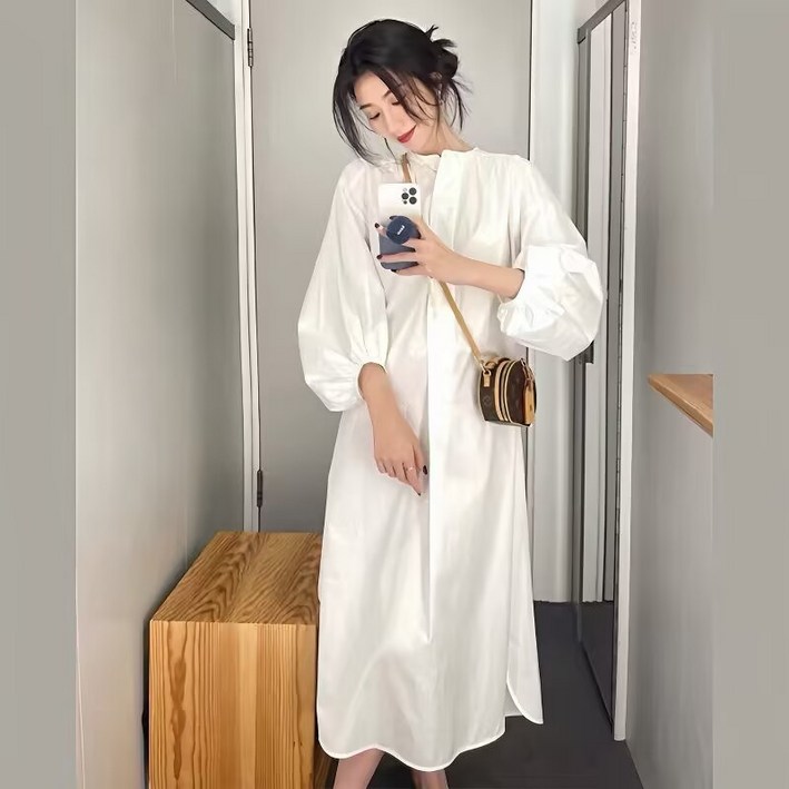 여성 여름용 A라인 빅사이즈 루즈핏 화이트 원피스
